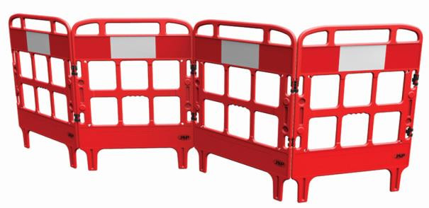 valla de seguridad modular plegable formando una linea